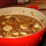 Barley Soup with Shiitake Mushrooms and Chicken Sausage